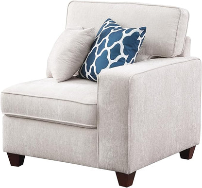 127" L-Shaped Sectional Couch with Movable Ottoman & 6 Throw Pillows,7 Seat Chenille Upholstered Sofa W/2 Cup Holder,USB Port & Hidden Storage Box,DIY Combination,for Living Room,Apartment,Beige