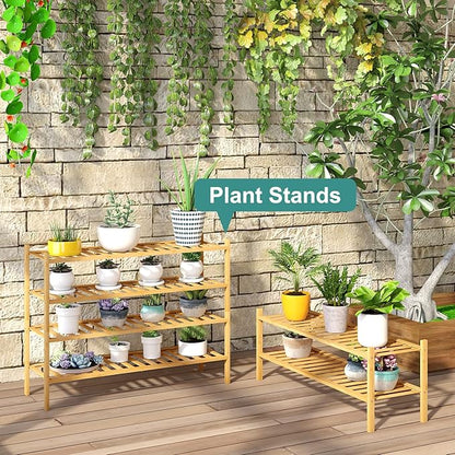 Shoe Rack, 4-Tier Long Shoe Rack for Entryway, Bamboo Wood Shoe Shelf for Closet & Hallway, Long 33IN | Beautiful | Functional | Sturdy | Durable