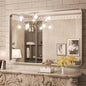 TokeShimi 40 x 30 Inch Brushed Silver Bathroom Mirror for Wall Brushed Brass Metal Rounded Corner Rectangle Mirror Metal Frame Deep Set Design Hangs Horizontal Or Vertical