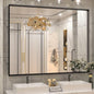 Keonjinn Black Bathroom Mirror 48” x 40” Wall Mirror for Bathroom Vanity Large Metal Frame Rectangle Mirror for Over Sink Rectangular Farmhouse Square Corner Framed Mirror(Horizontal/Vertical)