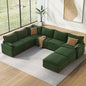 Vesgantti Large Modular Sectional Sofa, Big Comfy Cloud Couch with Ottoman Deep Seat Chenille Cloud Sofa, 8 Seater Large Sectional Couches for Living Room, Bedroom and Apartment, Green