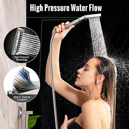 SR SUN RISE Shower Faucet Set - Shower Valve with 8 Inch Rainfall Shower Head and Handheld Shower - Wall Mounted Shower System with Rough In Valve and Shower Faucet Trim Repair Kits - Brushed Nickel