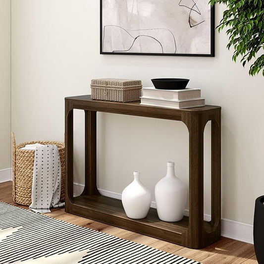 Plank+Beam Forma Console Table, 46 Inch, Solid Wood Sofa Table, Entryway Table for Hallway, Narrow Behind The Couch Table, Console Tables for Entryway, Living Room, Foyer, Easy Assembly, Walnut