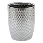 Modern Round Silver Small Trash Can Wastebasket, Garbage Container Bin for Bathrooms, Powder Rooms, Kitchens, Home Offices - Durable Ceramics - Round