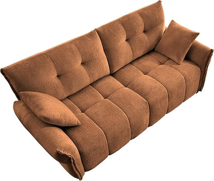 Modern Chenille Fabric 2-Seat Loveseat Sofa, Premium Upholstery Living Room Couch with Tufted Backrest & Comfortable Armrests and High-Resilience Memory Foam Cushions,Orange
