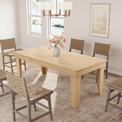 GarveeHome Farmhouse Dining Table for 6-8 People, 71" Long Natural Color Kitchen Tables with Wooden Sturdy Frame, 6 Ft Large Rectangular Dinner Table for Living Room, Kitchen, Dining Room