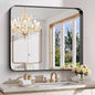 FORBATH 36x40 Inch Bathroom Mirror, Brushed Black Deep Frame Wall Mirror with Rounded Corners, Anti-Rust Tempered Glass for Modern Farmhouse Vanity (Horizontal/Vertical)