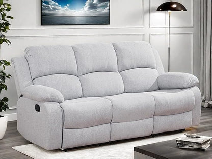 Recliner Sofa Couch, 3-Seater Home Theater Seating Reclining Sofa, Power Reclining Couch with Cup Holders & Drop Down Table for Living Room Furniture Sets, Grey White