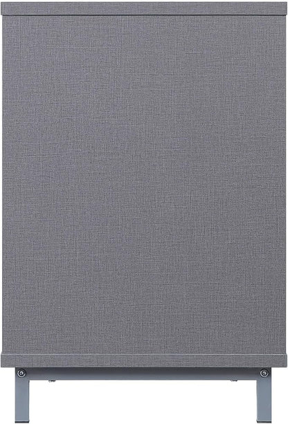 Manhattan Comfort Brighton 60" TV 7 Shelves, Tempered Glass Dividers and Media Wire Management, Modern Free-Standing Entertainment Center for Living Room, Fits up to 56" Television, OneSize, Grey