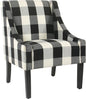 Homepop Home Decor | Upholstered Swoop Arm Accent Chair | Accent Chairs for Living Room & Bedroom | Decorative Home Furniture, Black Plaid