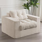 MAXYOYO Living Room Chair for Adults, Upholstered Floor Sofa with Armrests, Boneless Chair with Tufted Cushion & Backrest, Sofa in A Box, Bean Bag Couch for Bedroom Living Room, Dorm, Beige