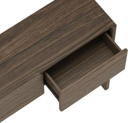 Manhattan Comfort Linda Modern Console Table with 3 Storage Drawers – 60" Narrow Entryway Stand for Living Room, Hallway, or Dining Room – Wood Grain Accent Furniture, Walnut Brown