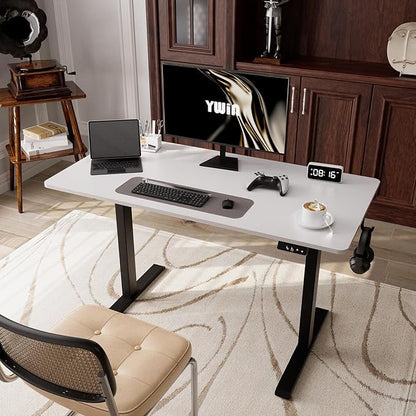 Ywin Electric Height Adjustable Standing Desk with Wheels, 55 x 24 inches, Ergonomic Stand Up Desk for Home Office