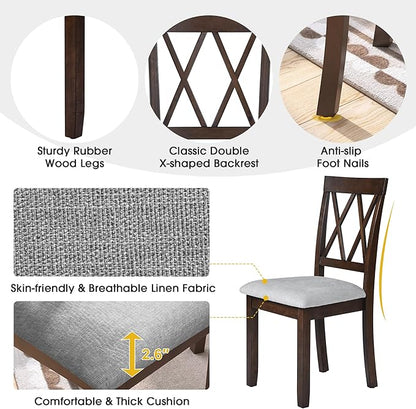 Merax Farmhouse Wooden Dining Set of 3, 45.6 inch Extendable Kitchen Table with Drop Leaf, 2 Chairs with Backrest for Small Space, Easy Assemble Brown