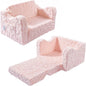 Kids Couch, 2-in-1 Convertible Kids Chair to Lounger Bed, Kids Sofa for Toddler Boys Girls, Ideal for Reading Sleeping Gaming Decor (Pink)