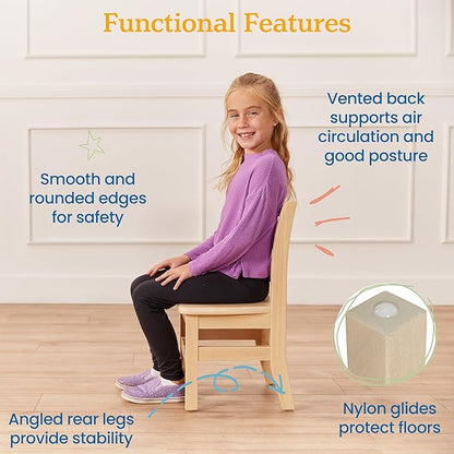 ECR4Kids 24in x 48in Rectangular Hardwood Table and Chair Set, 12in Seat Height, Kids Furniture, Antique White