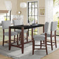 Ball & Cast 5-Piece Dining Table Set for 4,Kitchen Table Set W/Faux Marble Bar Table,Counter Height Living Room Furniture W/ 4 Upholstered Chairs,for Dining Room,Pub Kitchen,Small Place,Black+ Gray