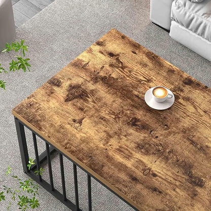 FOLUBAN Coffee Table, Modern Wood and Metal Living Room Table, Industrial Rectangle Cocktail Tea Table, Rustic Brown, 43.3 Inch