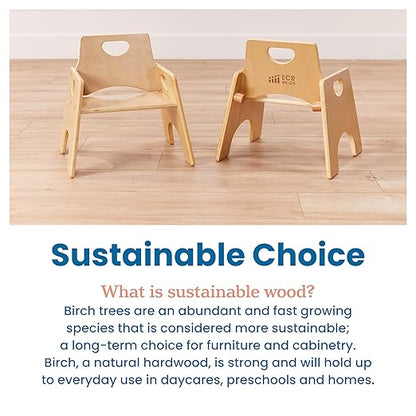 ECR4Kids Stackable Wooden Toddler Chair, 8in, Kids Furniture, Natural, 2-Pack
