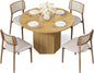 LITTLE TREE Round Wood Dining Table, 47-Inch Small Dining Table for 4, Modern Circle Kitchen Table with Wood Strip Base for Kitchen Living Room, Walnut