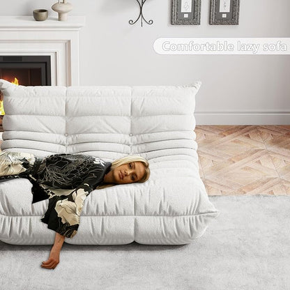 Bean Bag Chairs for Adults, BeanBag Reading Chair Memory Foam Couch, Floor Chair Soft Teddy Material, Comfy Reading Nook Chairs for Bedroom Living Room Office(White)