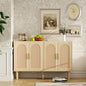 Buffet Cabinet with Storage, KitchenSideboard Cabinet with 4 Rattan Decorated Doors,Modern Accent Credenza Rattan Cabinet for Entryway,Natural