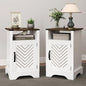 RoyalCraft Set of 1 Farmhouse Nightstand, White End Table with Charging Station, Tall Bedside Table with Large Storage Room and Shelf, Wooden Rustic Nightstand for Bedroom, Home Office