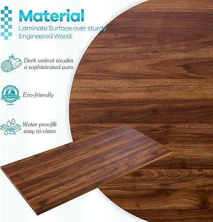 Kaboon Universal Tabletop 55"x20", Solid One-Piece Melamine Table Top, Double Desk L-Desk DIY, Home and Office, Dark Walnut