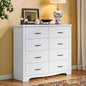 LINSY HOME 8 Drawers Dresser for Bedroom, 47" Wide Rustic Wood Dressers & Chests of Drawers, 40" Tall Modern Storage Dresser with Antique Handles for Closet, Living Room, Hallway, White