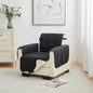 Great Bay Home Reversible Chair Cover - Washable Slipcover Furniture Protector with Elastic Straps - Chair Cover for Dogs, Kids, and Pets - Quilted & Stitched Detail (Chair, Black/Taupe)