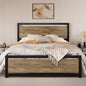 SHA CERLIN Full Size Bed Frame with Modern Headboard, Heavy Duty Platform Metal Base with Square Footboard and 13 Strong Slats Support, No Box Spring Needed, Brown