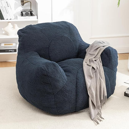 Furniliving Bean Bag Chair, Giant Bean Bag Chair Stuffed Floor Sofa for Adults Comfy Bean Bag Sofa with Back Support, Oversized Bean Bag Couch for Living Room Bedroom Dorm Office, Teddy, Dark Blue