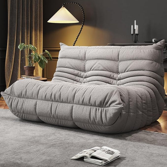 Bean Bag Chairs for Adults, Memory Foam Couch Loveseat Sofa Chair, Soft Teddy Material Cozy Comfy Reading Nook Chairs, Floor Chair for Living Room Bedroom Office(Grey)