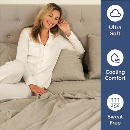 Twin XL Size 3 Piece Sheet Set - Comfy Breathable & Cooling Bed Sheets Set - Hotel Luxury Bedding for Women, Men, Kids, Teens, Boys & Girls - Deep Pockets and Wrinkle Free - Beige (Heathered Sheets)