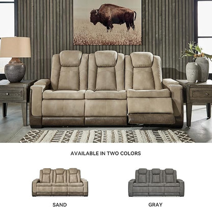 Signature Design by Ashley Next-Gen DuraPella Power Reclining Sofa with Adjustable Headrest, Sand