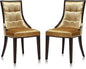 Manhattan Comfort Fifth Avenue Velvet Dining Chairs, Parsons Accent Furniture with Padded Wingback Seat, Fine Rectangular Stitching and Solid Beech Wood Frame, Set of 2, Antique Gold
