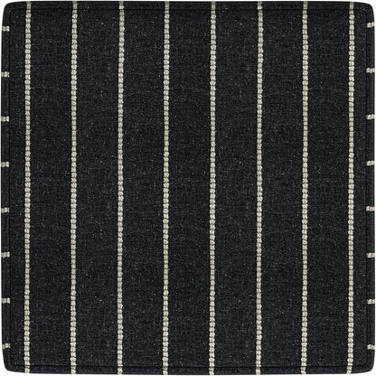 HomePop Home Decor |K7342-F2372 | Classic Square Storage Ottoman with Lift Off Lid- Black with Boucle Stripe