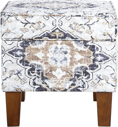 Home Decor | Dinah Collection Modern Storage Ottoman | Ottoman with Storage for Living Room & Bedroom(Antiqued Ebony Cream)