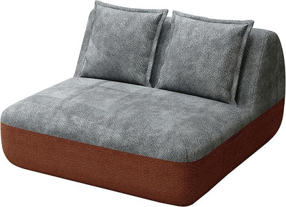 Hobestluk Small Sofa Couch Lounge Sofa Chair for Living Room, Comfy Memory Foam Couch, Mini Sofa with Side Pocket for Living Room, Bedroom (Terracotta+Grey)