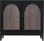 Sango Arch 2-Door Accent Cabinet, Modern Black & Brown Storage Cabinet with Elegant Arched Doors, Adjustable Shelf, Sturdy Wooden Legs, Stylish Furniture for Living Room or Office Room