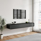 POVISON Fully-Assembled Minimalist Floating TV Stand, Modern Wall-Mounted Entertainment Center with 3 Flip-Down Cabinet Doors, Solid Wood Media Console, 70.87"
