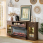 ROCKPOINT 3 Sided Glass 70" Fireplace TV Stand for TVs up to 80",Entertainment Center with Drawers and Glass Door Storage Cabinet for Living Room,36"Electric Fireplace & Adjustable LED Light ,Espresso