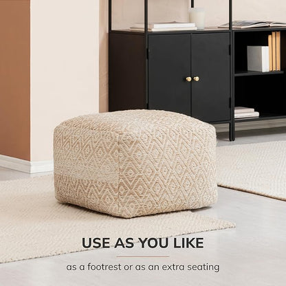 Anji Mountain 22"x22"x16" Handmade & Handcrafted Ottoman Pouf Comfortable Pouf Ottoman Foot Rest & Home Décor Accent for Living Room, Bedroom, Nursery, Kids Room, Patio