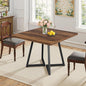 NicBex 31.5 Inch Square Dining Table for 4, Wooden Small Dinner Table Farmhouse Square Kitchen Tables with Metal Leg for Dining Room, Kitchen, Living Room, Brown & Black