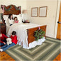 Homespice Pinecone Jute Braided Green Area Rug 4x6' - Rustic Braided Area Rug for Living Room and Dining Room
