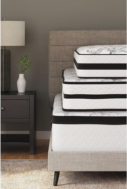Signature Design by Ashley King Size Chime 12 Inch Medium Firm Hybrid Mattress with Cooling Gel Memory Foam for Pressure Relief, Fiberglass Free, Mattress In A Box