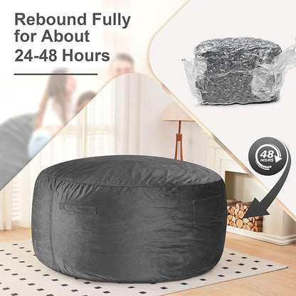 HABUTWAY Bean Bag Chair: Giant 6' Memory Foam Furniture Bean Bag Chair with Microfiber Cover - 6Ft,Grey