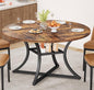 IRONCK 47.2" Round Dining Table for 4, Wood Kitchen Table with Storage Shelf for Dining Room, Dinner Table with Wooden Tabletop and Metal Base, Rustic Brown
