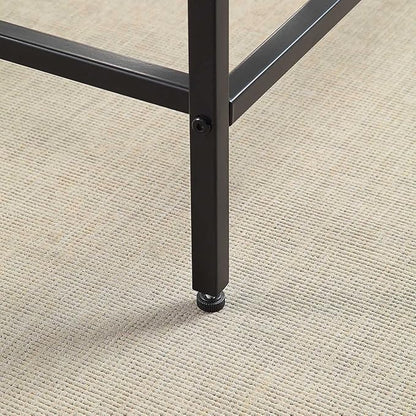 CAWS 22" W Black End Table, Tempered Glass Rectangle Side Table, Night Stand, Modern Minimalist Table, 21.97"L x 18"W x 22"H