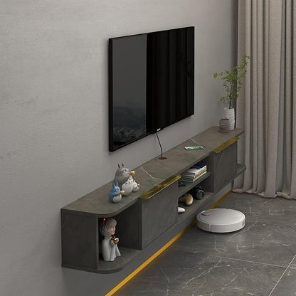 Pmnianhua Floating TV Stand with 2 Drawers,70'' Wall Mounted Floating TV Shelf,Floating Shelf for Under TV,Floating TV Unit with Cabinets for Bedroom Living Room(Grey)